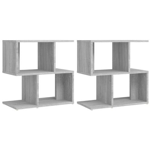 Sengeborde 2 stk. 50x30x51,5 cm konstrueret træ grå sonoma-eg
