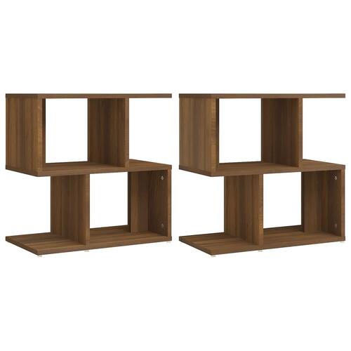 Sengeborde 2 stk. 50x30x51,5 cm konstrueret træ brunt egetræ