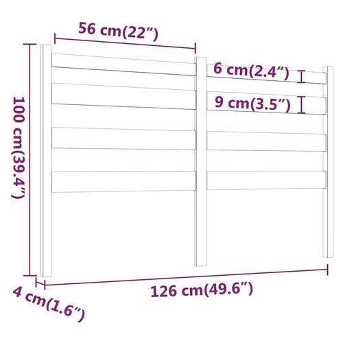 Sengegærde 126x4x100 cm massivt fyrretræ