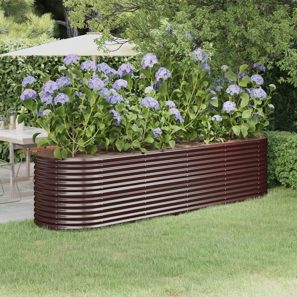 Plantekasse 296x80x68 cm pulverlakeret stål brun