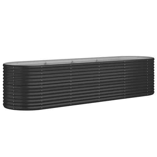 Plantekasse 296x80x68 cm pulverlakeret stål antracitgrå
