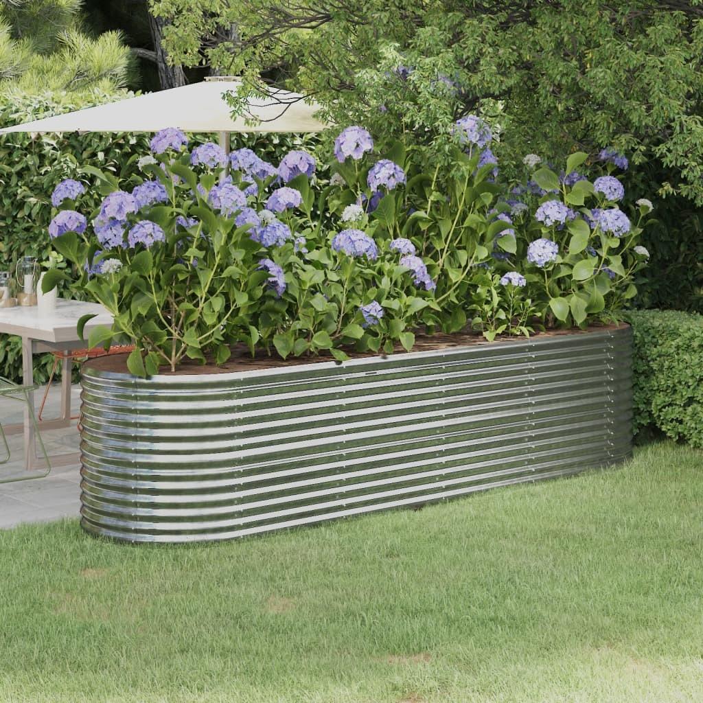 Plantekasse 296x80x68 cm pulverlakeret stål sølvfarvet