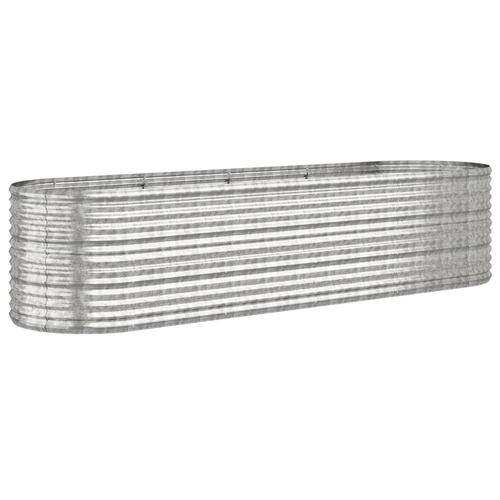 Plantekasse 296x80x68 cm pulverlakeret stål sølvfarvet