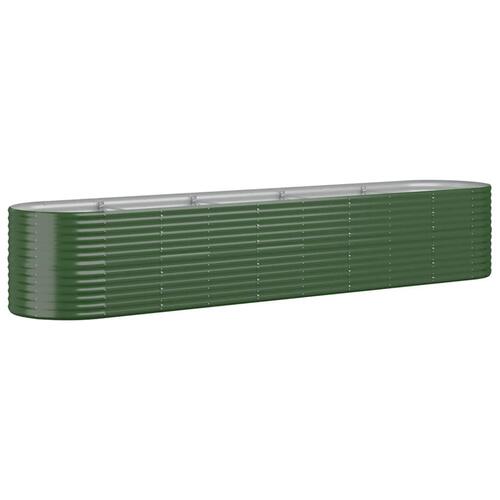 Plantekasse 368x80x68 cm pulverlakeret stål grøn
