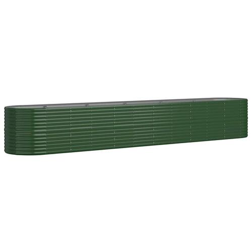 Plantekasse 440x80x68 cm pulverlakeret stål grøn