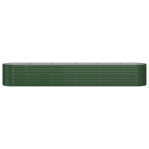 Plantekasse 440x80x68 cm pulverlakeret stål grøn