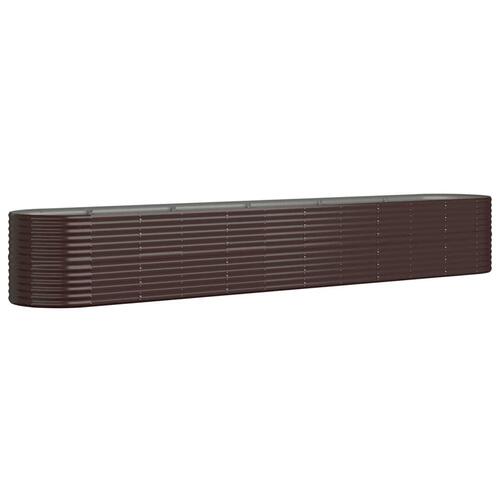 Plantekasse 440x80x68 cm pulverlakeret stål brun