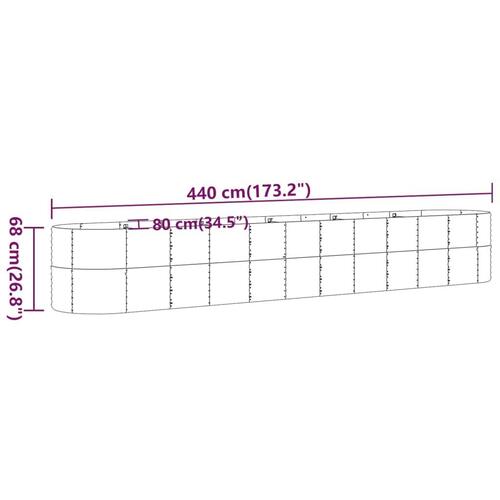 Plantekasse 440x80x68 cm pulverlakeret stål brun