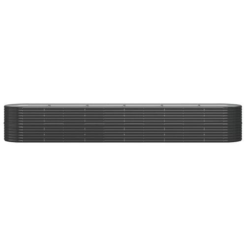 Plantekasse 440x80x68 cm pulverlakeret stål antracitgrå