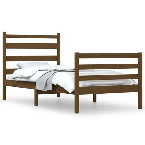 Sengeramme 90x200 cm massivt fyrretræ gyldenbrun