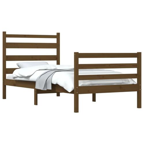 Sengeramme 90x200 cm massivt fyrretræ gyldenbrun