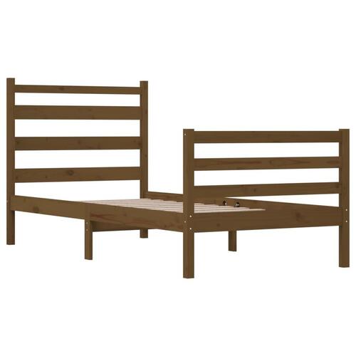 Sengeramme 90x200 cm massivt fyrretræ gyldenbrun