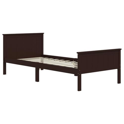 Sengeramme 90x200 cm massivt fyrretræ mørkebrun