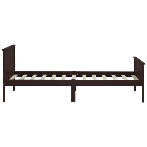 Sengeramme 90x200 cm massivt fyrretræ mørkebrun