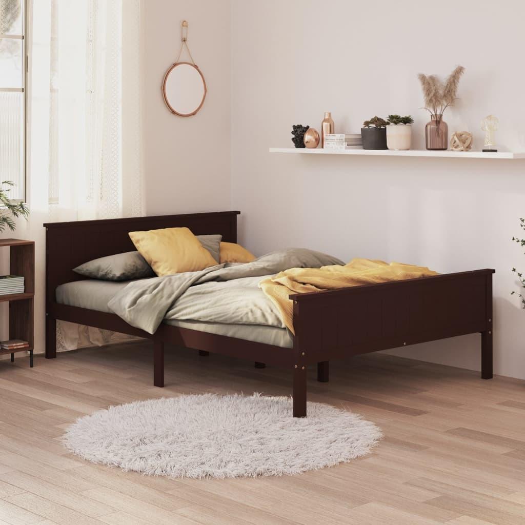 Sengeramme 140x200 cm massivt fyrretræ mørkebrun
