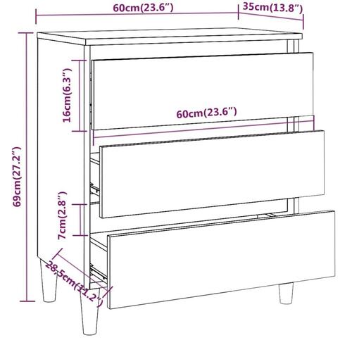 Skænk 60x35x69 cm konstrueret træ røget egetræsfarve