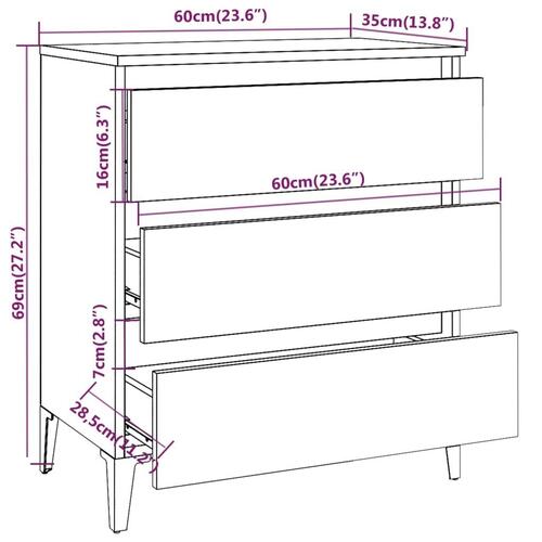 Skænk 60x35x69 cm konstrueret træ røget egetræsfarve