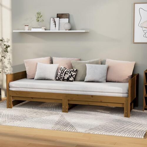 Daybed med udtræk 2x(90x200) cm massivt fyrretræ gyldenbrun