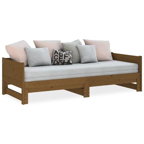 Daybed med udtræk 2x(90x200) cm massivt fyrretræ gyldenbrun
