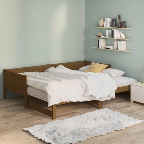 Daybed med udtræk 2x(90x200) cm massivt fyrretræ gyldenbrun