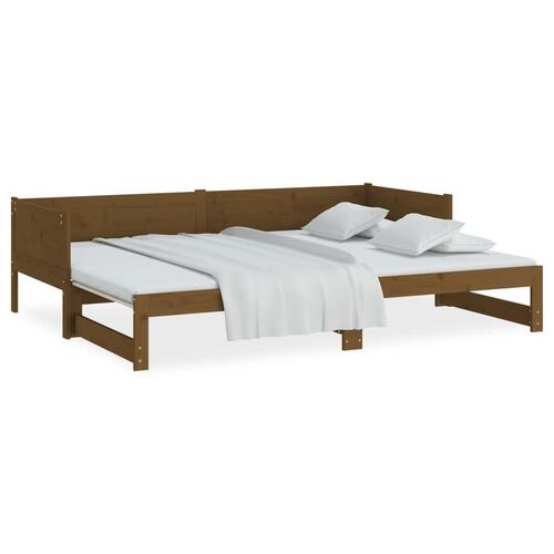 Daybed med udtræk 2x(90x200) cm massivt fyrretræ gyldenbrun