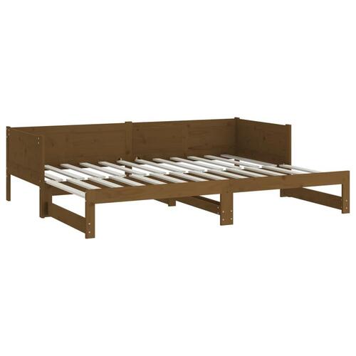Daybed med udtræk 2x(90x200) cm massivt fyrretræ gyldenbrun