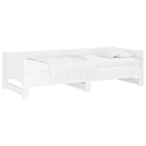 Daybed med udtræk 2x(80x200) cm massivt fyrretræ hvid
