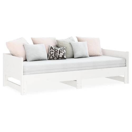 Daybed med udtræk 2x(80x200) cm massivt fyrretræ hvid