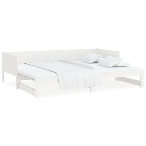 Daybed med udtræk 2x(80x200) cm massivt fyrretræ hvid