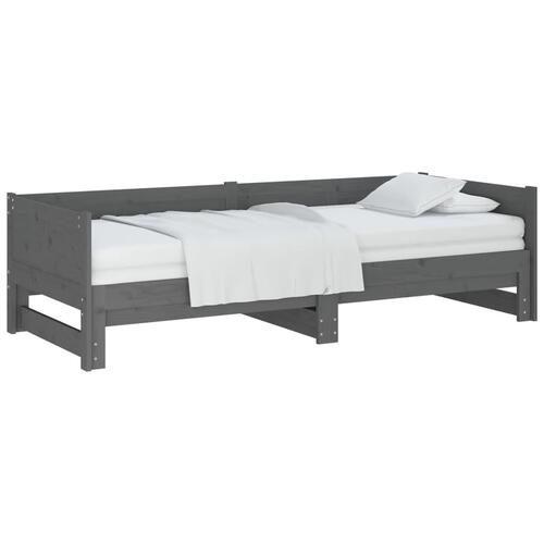 Daybed med udtræk 2x(80x200) cm massivt fyrretræ grå