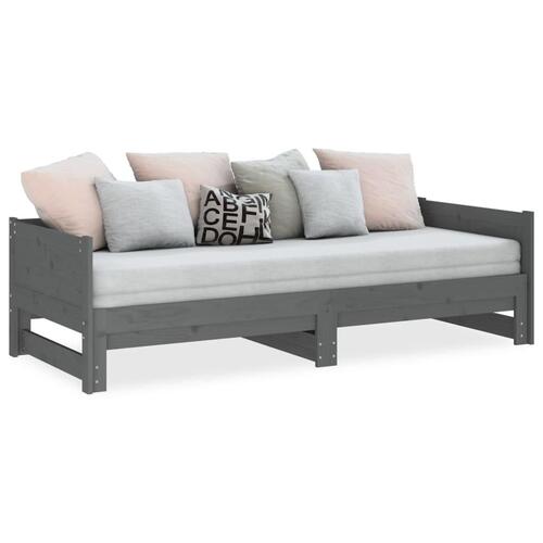 Daybed med udtræk 2x(80x200) cm massivt fyrretræ grå