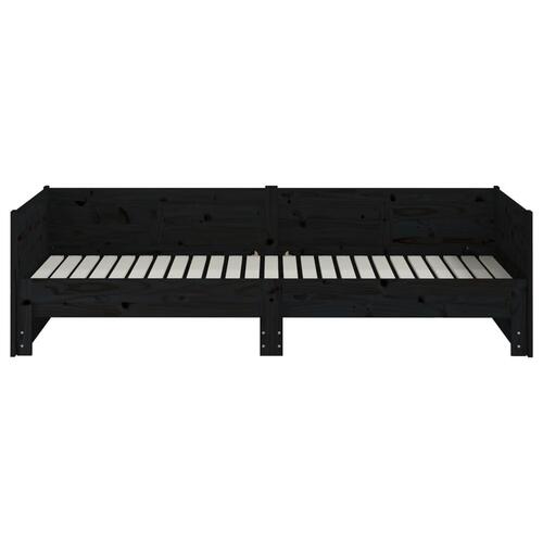Daybed med udtræk 2x(80x200) cm massivt fyrretræ sort