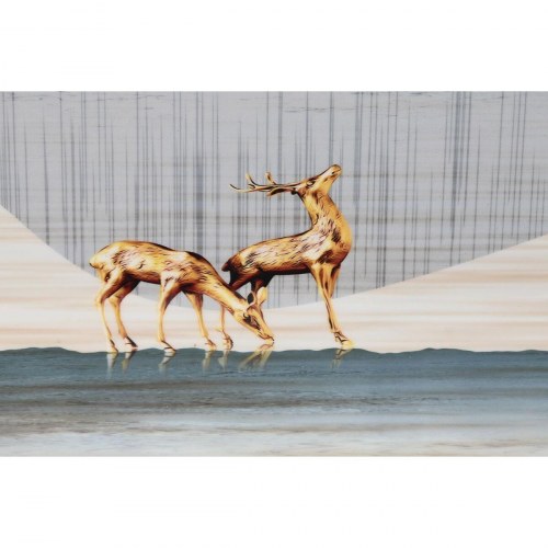 Maleri i aluminium og MDF - 80 x 160 cm, grå/gylden