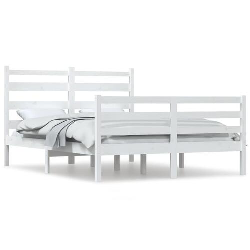 Sengeramme 140x200 cm massivt fyrretræ hvid