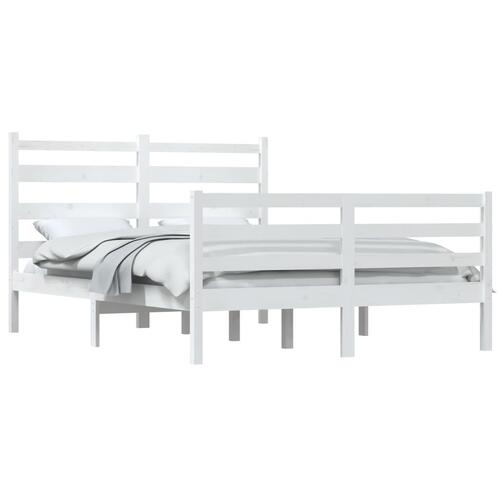Sengeramme 140x200 cm massivt fyrretræ hvid