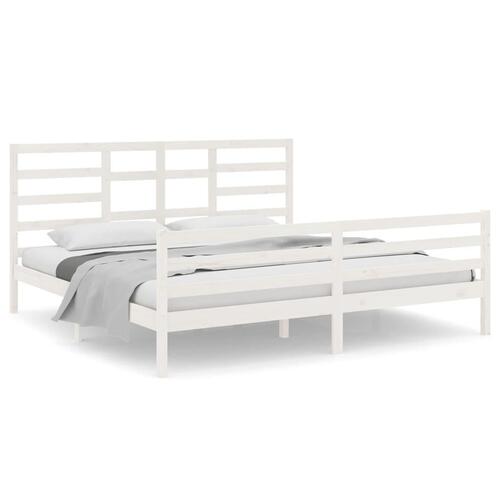 Sengeramme 200x200 cm massivt træ hvid
