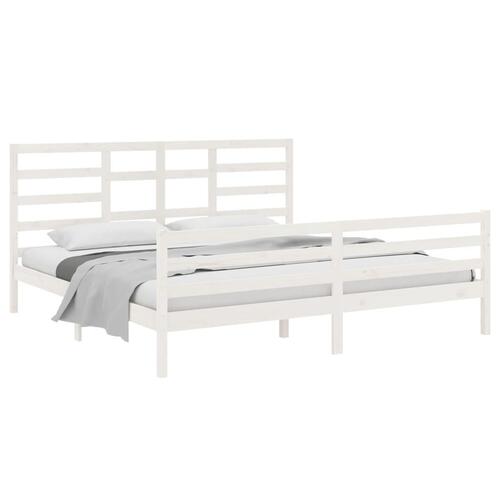 Sengeramme 200x200 cm massivt træ hvid