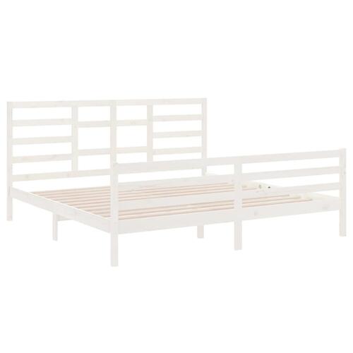 Sengeramme 200x200 cm massivt træ hvid