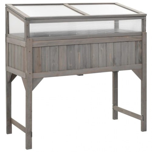 Hævet plantekasse med drivhus 120 x 54 x 120 cm grantræ