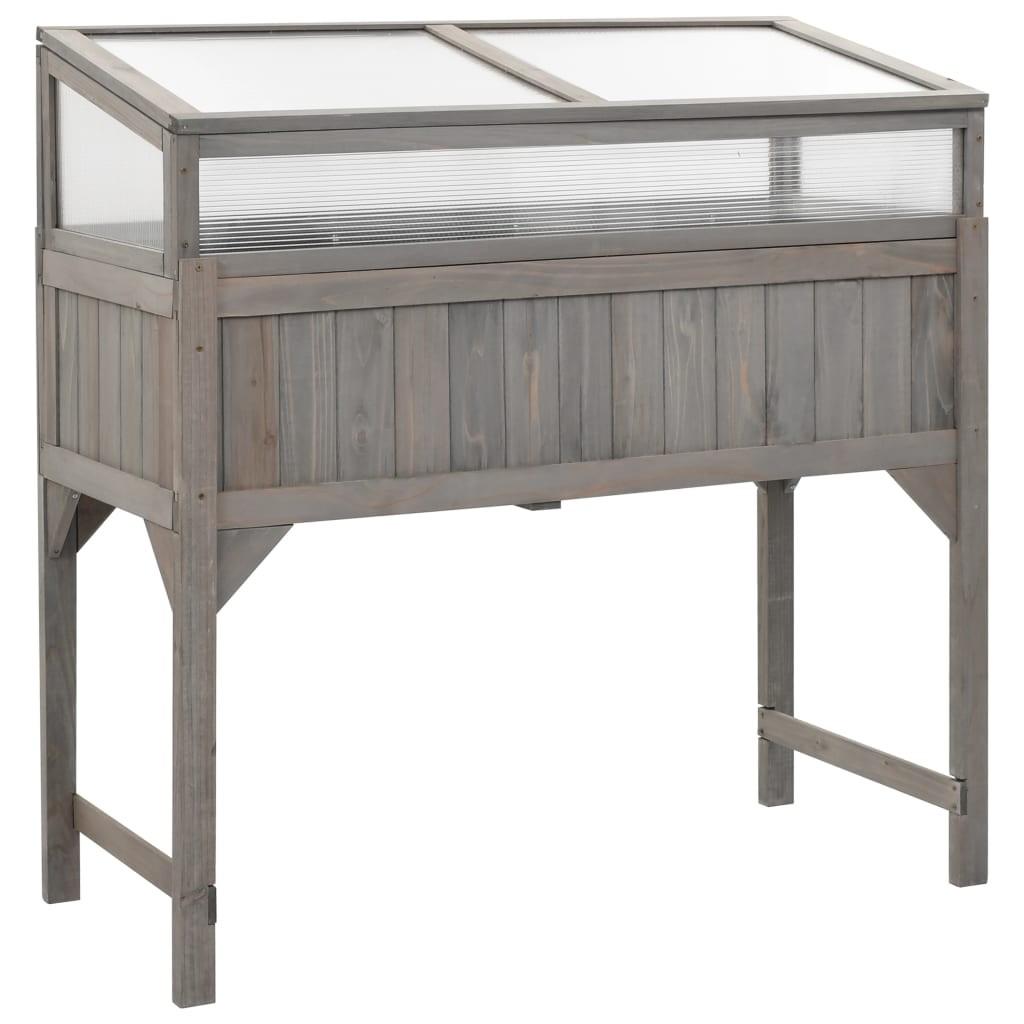Hævet plantekasse med drivhus 120 x 54 x 120 cm grantræ