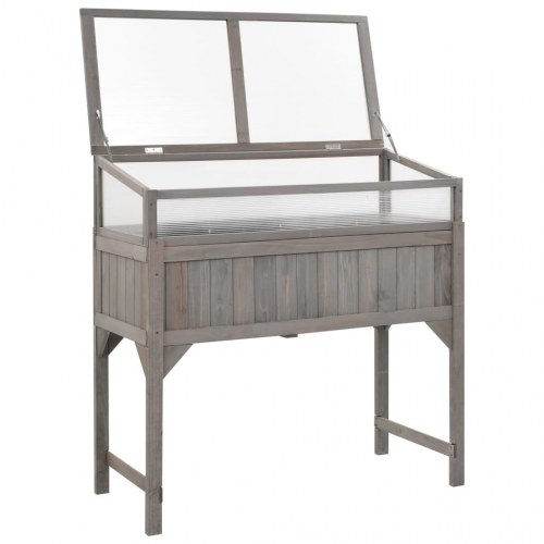 Hævet plantekasse med drivhus 120 x 54 x 120 cm grantræ