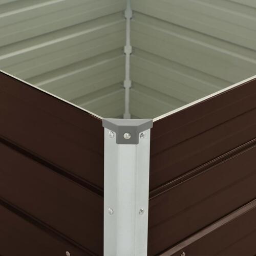 Hævet plantekasse 100 x 100 x 77 cm galvaniseret stål brun