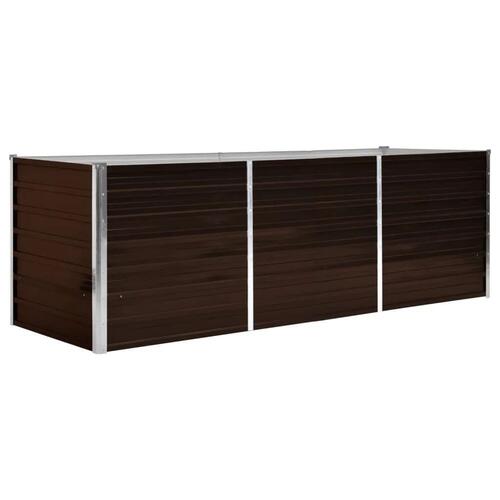 Hævet plantekasse 240x80x77 cm galvaniseret stål brun
