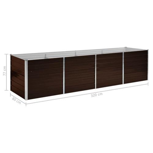 Hævet plantekasse 320x80x77 cm galvaniseret stål brun
