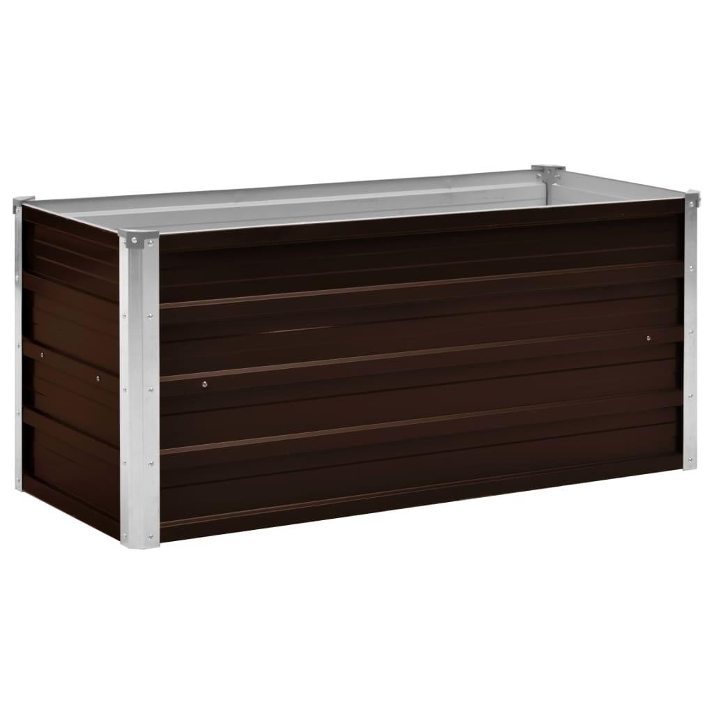 Hævet plantekasse 100x40x45 cm galvaniseret stål brun