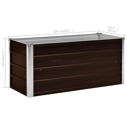 Hævet plantekasse 100x40x45 cm galvaniseret stål brun