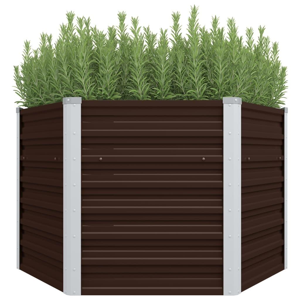 Hævet plantekasse 129x129x77 cm galvaniseret stål brun