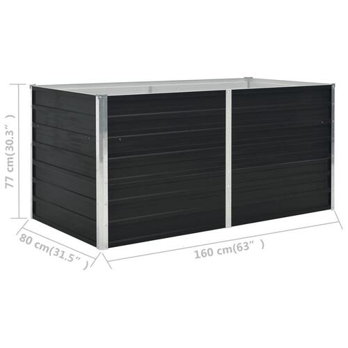 Hævet plantekasse 160 x 80 x 77 cm galvaniseret stål antracitgrå