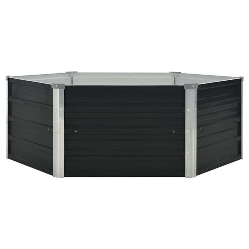 Hævet plantekasse 129x129x45 cm galvaniseret stål antracitgrå