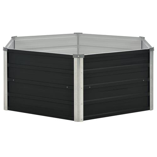 Hævet plantekasse 129x129x45 cm galvaniseret stål antracitgrå